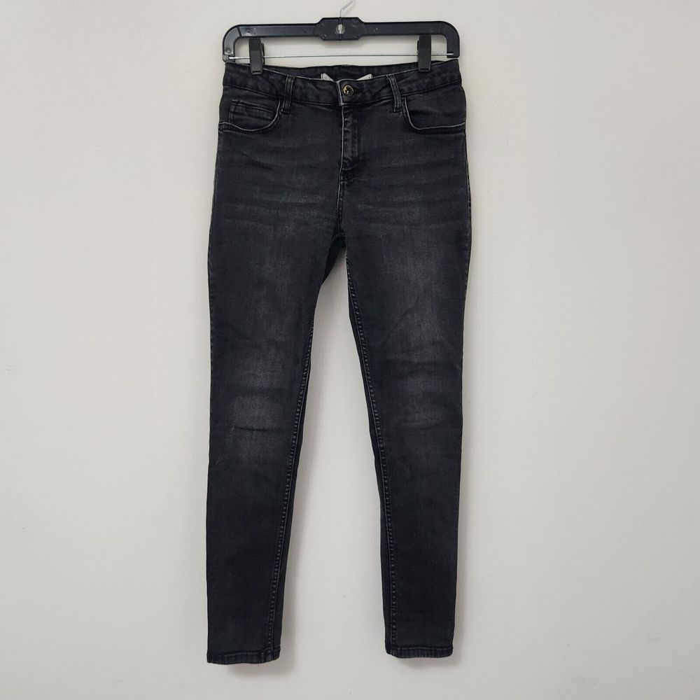 LCW JEANS Women's Black Solid Mid Rise Skinny Denim Jeans Size 30x30